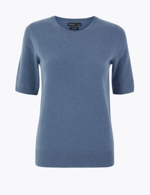 Pure Cashmere Round Neck Knitted Top Image 2 of 5