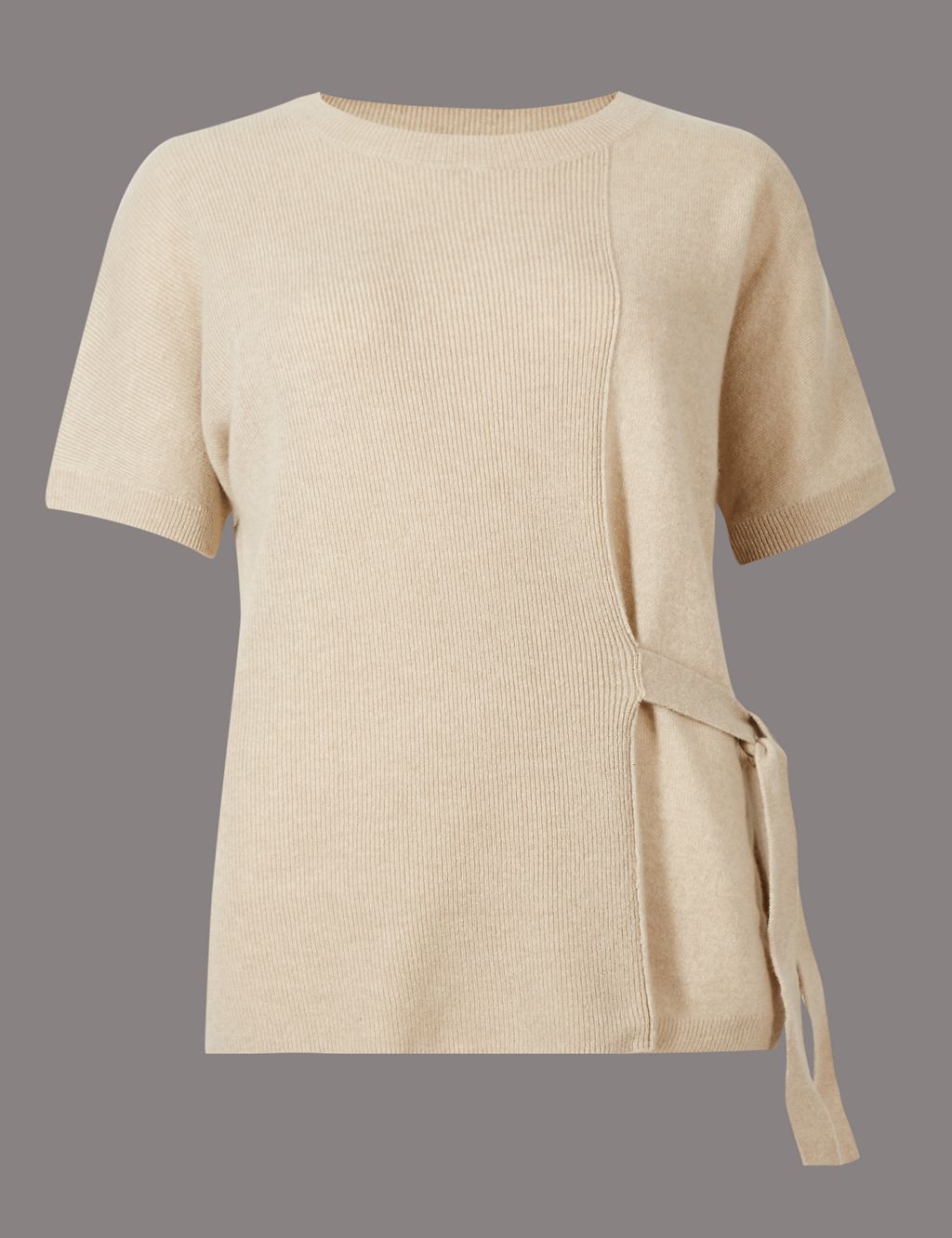 Pure Cashmere Side Tie Short Sleeve Jumper 1 of 4