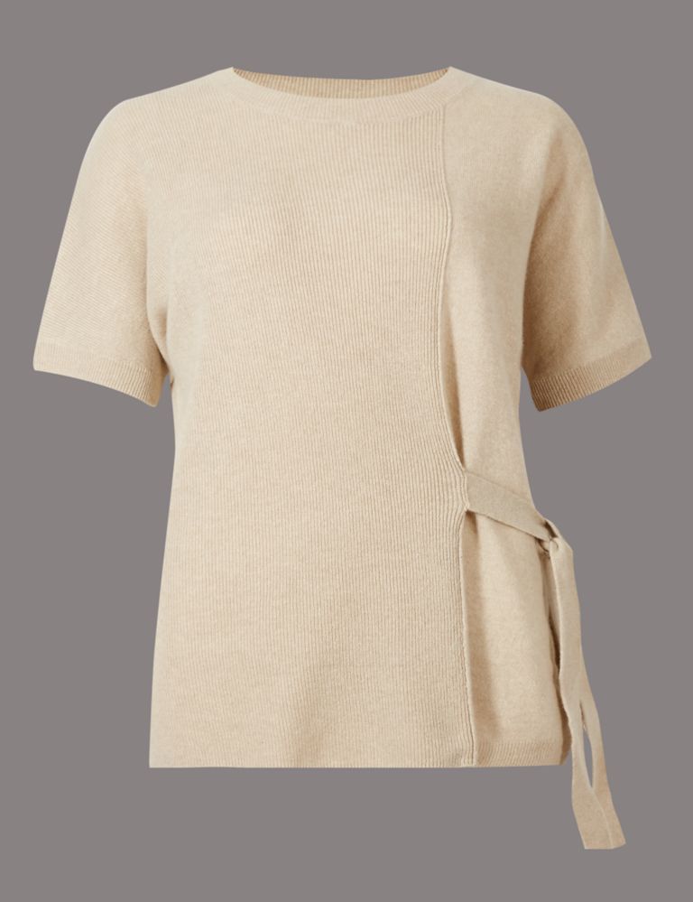 Pure Cashmere Side Tie Short Sleeve Jumper 2 of 4
