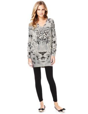 Pure Cashmere Snow Leopard Print Jumper