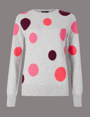 Pure Cashmere Spotted Round Neck Jumper Autograph M S