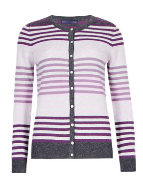 Pure Cashmere Striped Cardigan Image 2 of 4