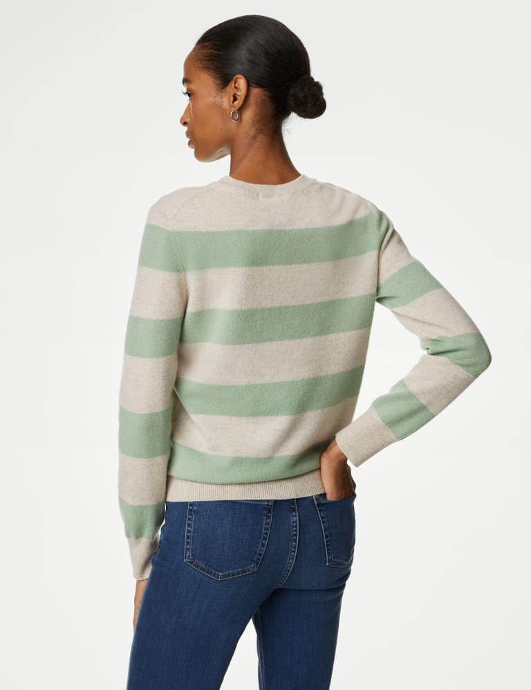 Pure Cashmere Striped Crew Neck Jumper 5 of 6