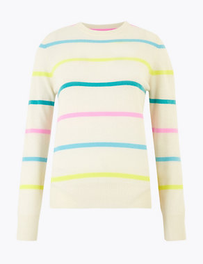 Pure Cashmere Striped Long Sleeve Jumper Image 2 of 4