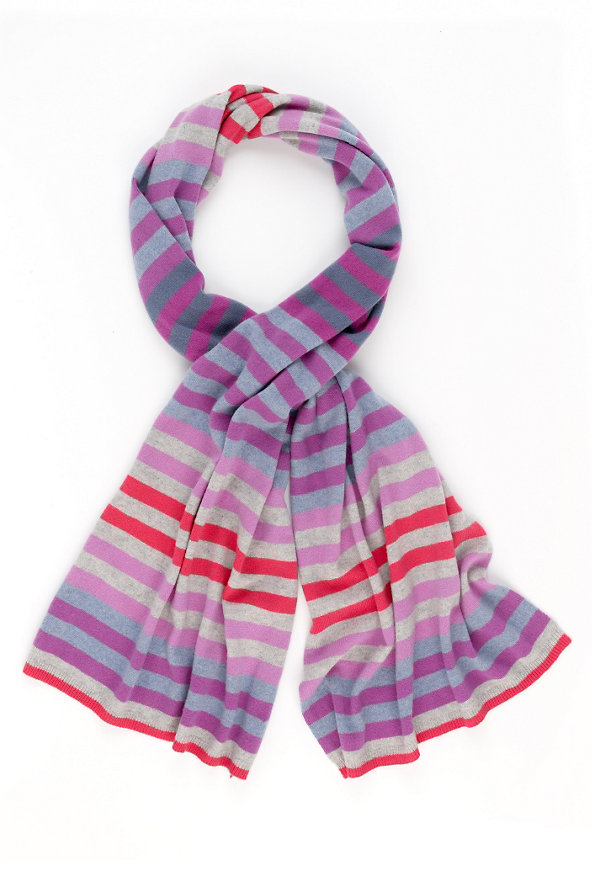 Pure Cashmere Striped Scarf Image 1 of 2