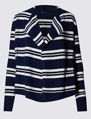 Pure Cashmere Striped Waterfall Cardigan Image 2 of 3