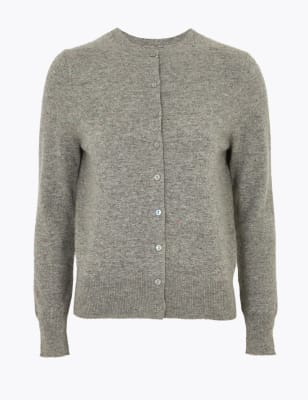 Pure Cashmere Textured Crew Neck Cardigan