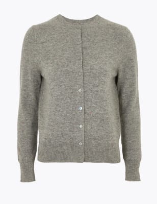 grey crew neck cardigan