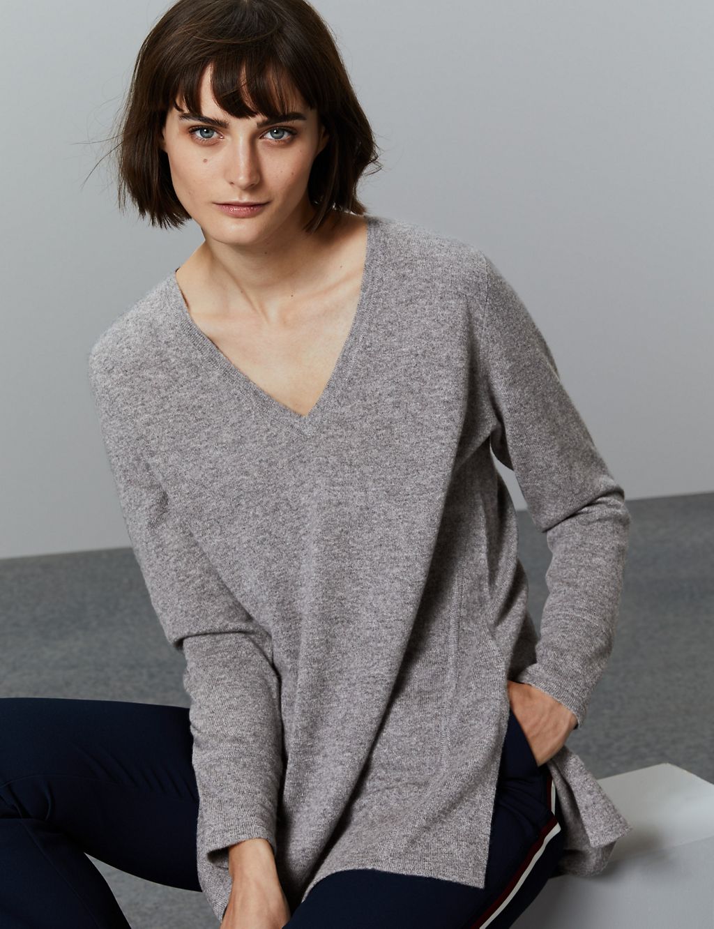 Pure Cashmere Textured Longline Jumper 2 of 5