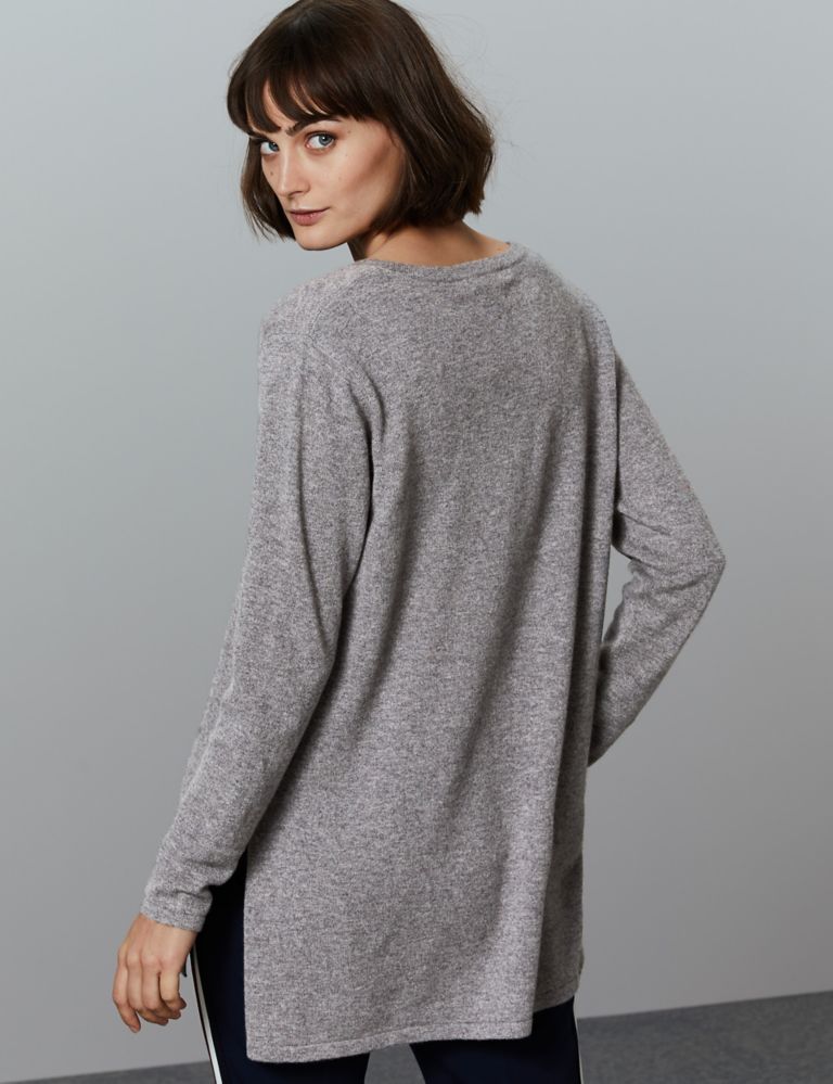 Pure Cashmere Textured Longline Jumper 4 of 5