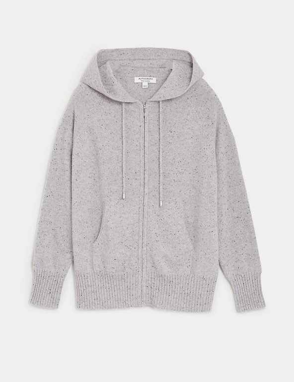 Pure Cashmere Textured Relaxed Hoodie Image 1 of 2