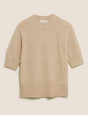 Pure Cashmere Textured Short Sleeve Jumper Image 2 of 6