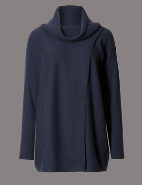 Pure Cashmere Wrapped Cowl Neck Jumper Image 2 of 4