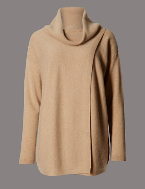 Pure Cashmere Wrapped Cowl Neck Jumper Image 2 of 4