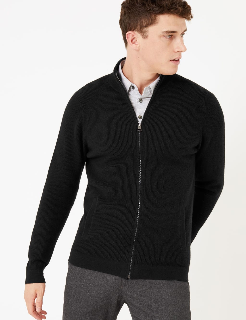 Mens cashmere cheap cardigan zipper