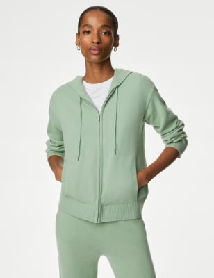 Cashmere zip shop up hoodie womens