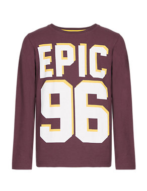 Pure Cotton 'Epic 96' Slogan Boys T-Shirt (5-14 Years) Image 2 of 3