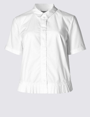 Pure Cotton  Pleated Hem Shirt Image 2 of 3