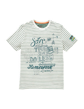 Pure Cotton 'Save Trees Do Less Homework' Slogan Boys T-Shirt (5-14 Years) Image 2 of 6