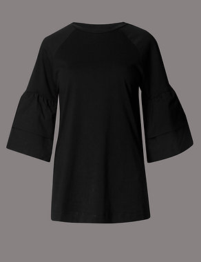 Pure Cotton 3/4 Sleeve Jersey Top Image 2 of 4