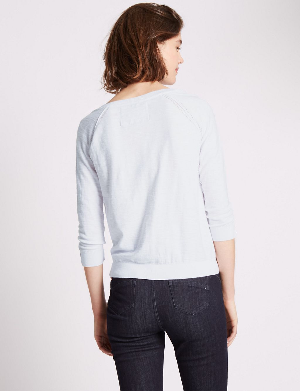 Pure Cotton 3/4 Sleeve Jumper 2 of 3