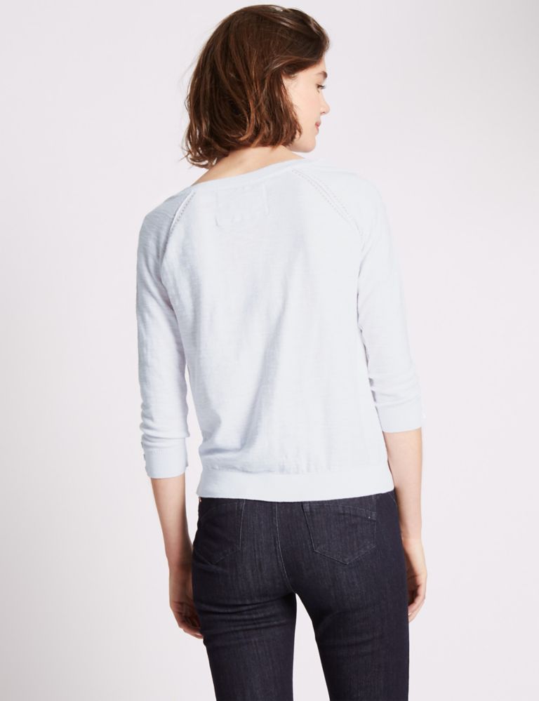 Pure Cotton 3/4 Sleeve Jumper 3 of 3