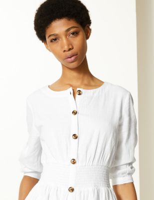 Pure Cotton Half Sleeve Midi Dress, M&S Collection