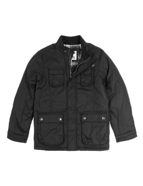 Pure Cotton 4 Pockets Waxed Jacket (5-14 Years) Image 2 of 6