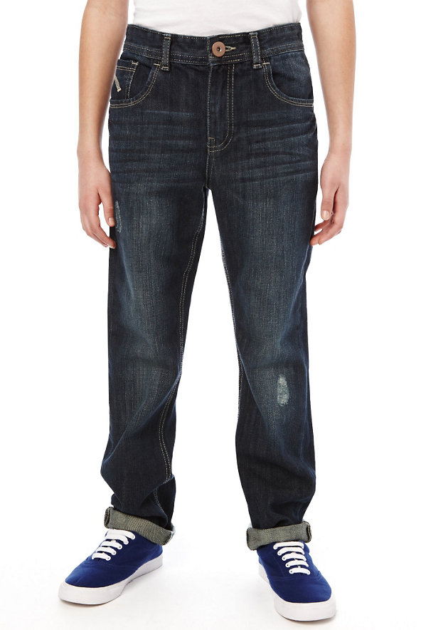Pure Cotton 5 Pocket Slim Fit Washed Look Jeans Image 1 of 1