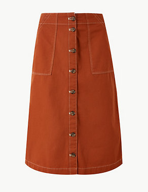 Pure Cotton A-Line Knee Length Cargo Skirt Image 2 of 4