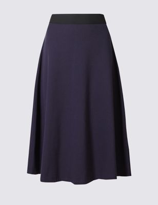 Cotton A-line Midi Skirt