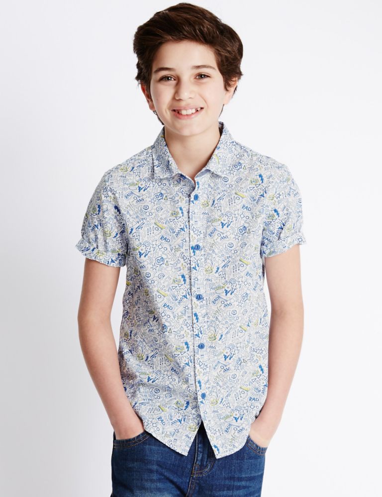 Pure Cotton Abstract Print Shirt (5-14 Years) 1 of 3