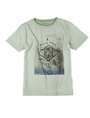 Pure Cotton Abstract Print T-Shirt (5-14 Years) Image 2 of 3