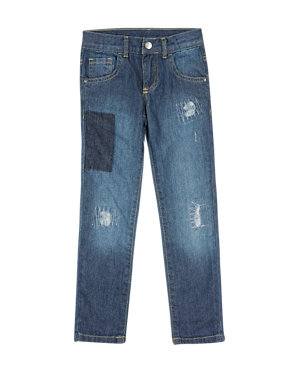 Pure Cotton Adjustable Waist Boyfriend Jeans (1-7 Years) Image 2 of 3