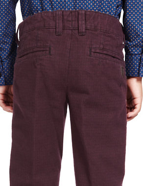 Pure Cotton Adjustable Waist Checked Trousers Image 2 of 5