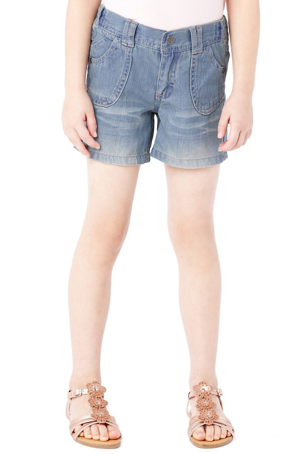 Pure Cotton Adjustable Waist Denim Shorts Image 1 of 1