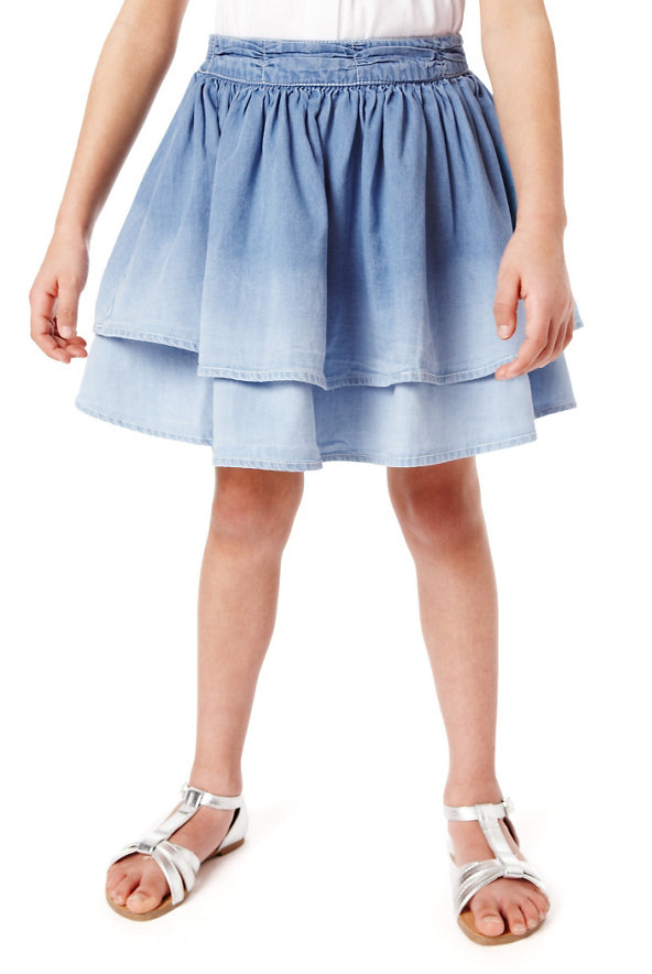 Pure Cotton Adjustable Waist Denim Skirt Image 1 of 1