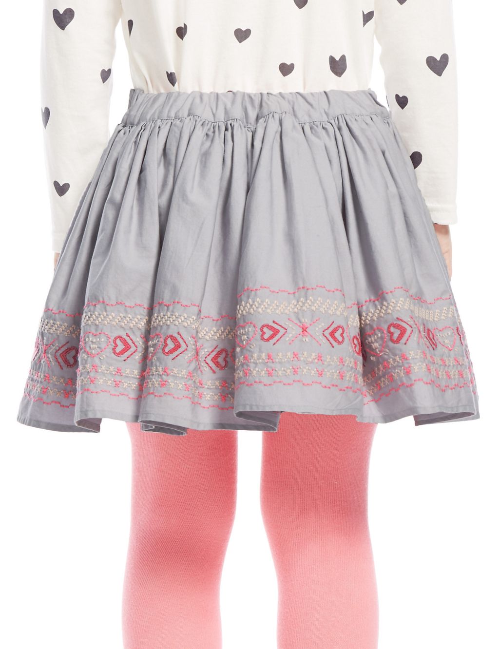 Pure Cotton Adjustable Waist Heart Embroidered Skirt (1-7 Years) 2 of 3