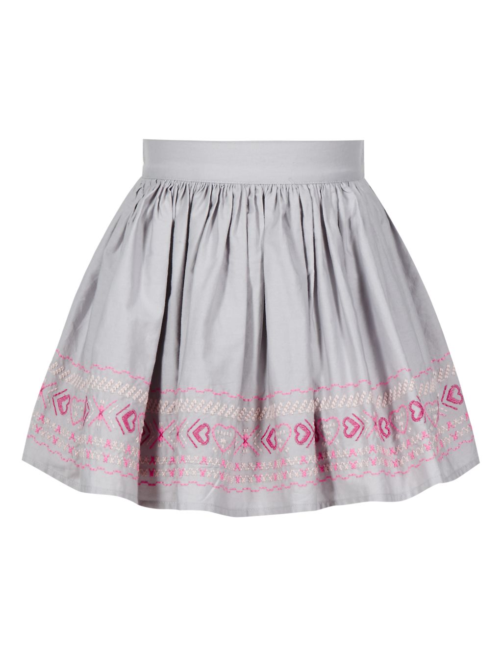 Pure Cotton Adjustable Waist Heart Embroidered Skirt (1-7 Years) 1 of 3