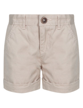 Pure Cotton Adjustable Waist Turn Up Shorts (1-7 Years) Image 2 of 3