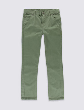 Pure Cotton Adjustable Waistband Canvas Trousers (5-14 Years) Image 2 of 3