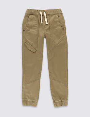 Pure Cotton Adjustable Waistband Cargo Trousers (5-14 Years) Image 2 of 3