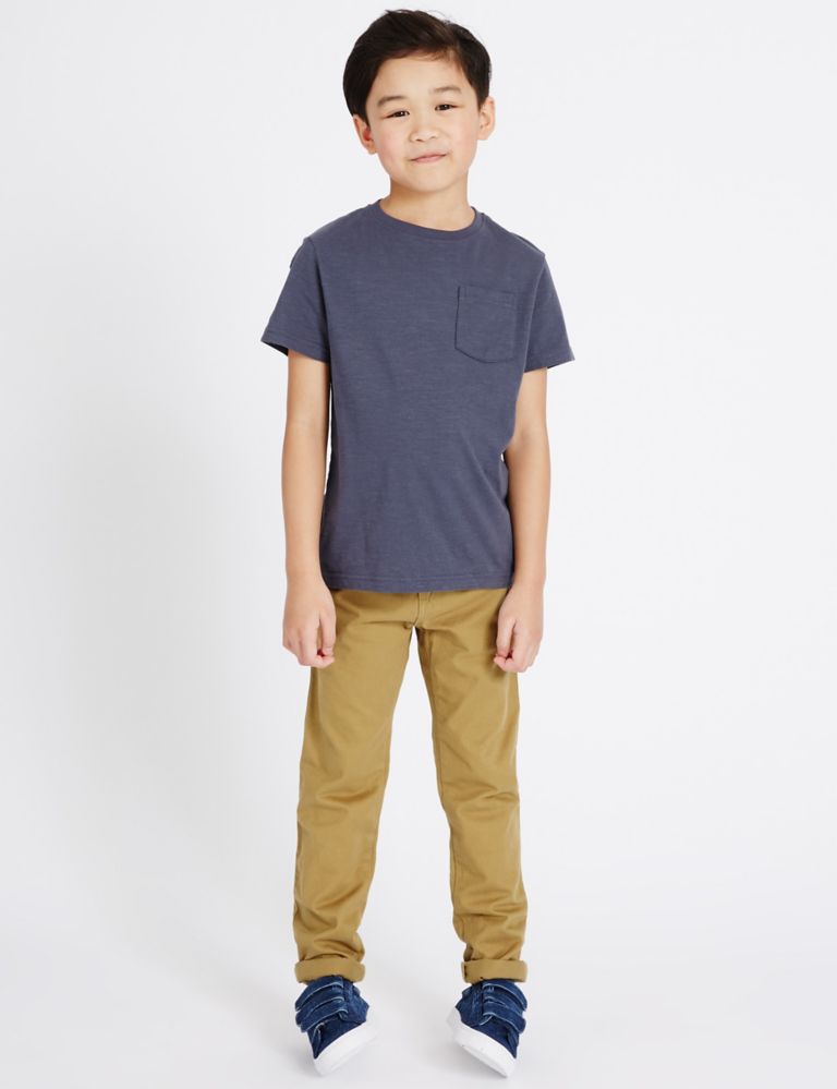 Pure Cotton Adjustable Waistband Chinos (5-14 Years) 1 of 6