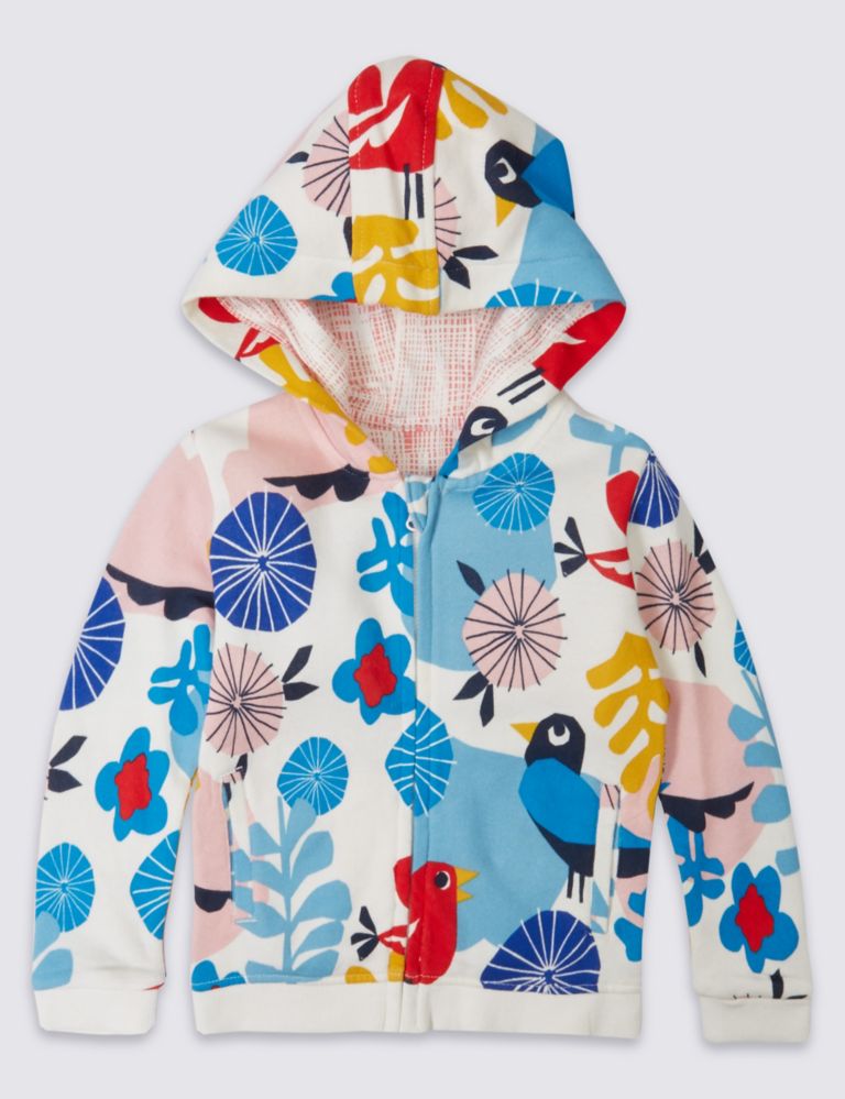 Pure Cotton All Over Print Hooded Sweatshirt 1 of 3