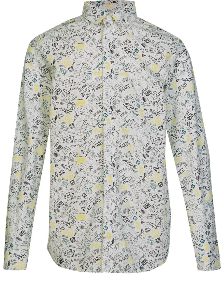 Pure Cotton All Over Print Shirt (5-14 Years) 4 of 5