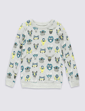 Pure Cotton All Over Print Sweatshirt (1-7 Years) Image 2 of 3