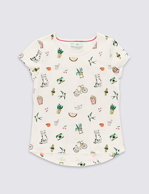 Pure Cotton All Over Print T-Shirt (3-14 Years) Image 2 of 3