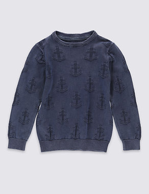 Pure Cotton Anchor Jumper (1-7 Years) Image 2 of 3