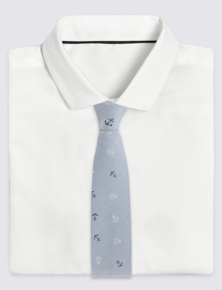 Pure Cotton Anchor Print Tie (5-14 Years) 1 of 3