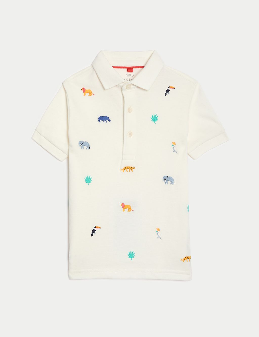 Pure Cotton Animal Embroidered Polo Shirt (2-8 Yrs) 1 of 4